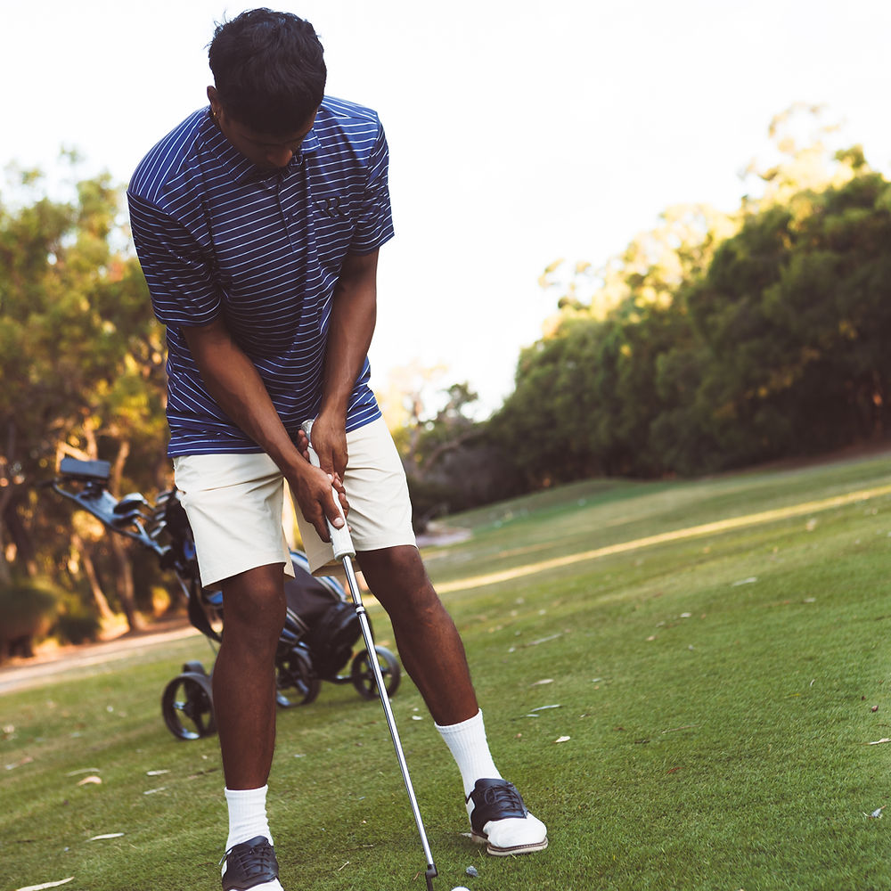 Striped Logo Golf Polo (Navy/White)