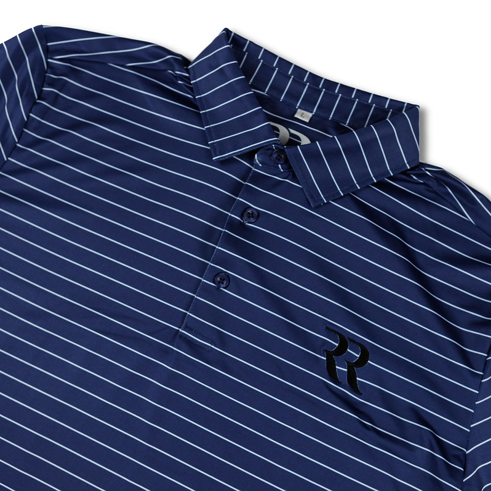 Striped Logo Golf Polo (Navy/White)