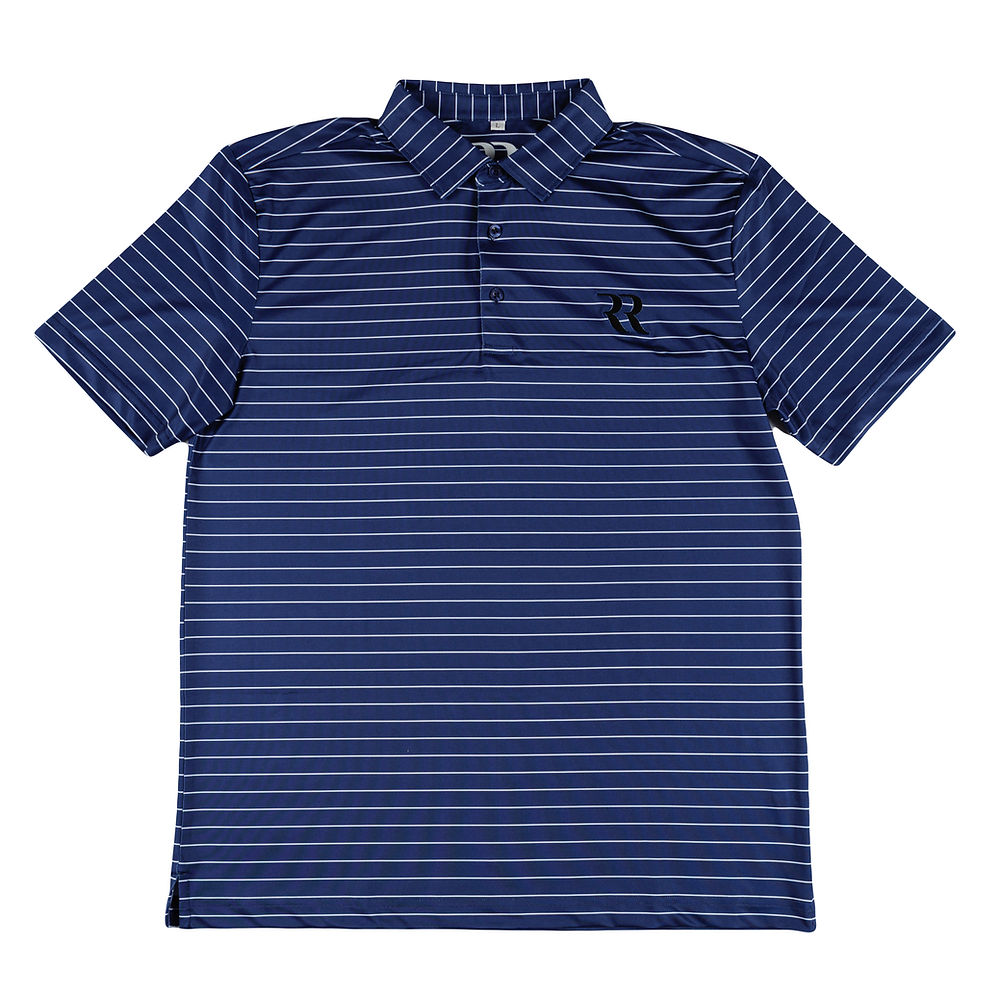 Striped Logo Golf Polo (Navy/White)