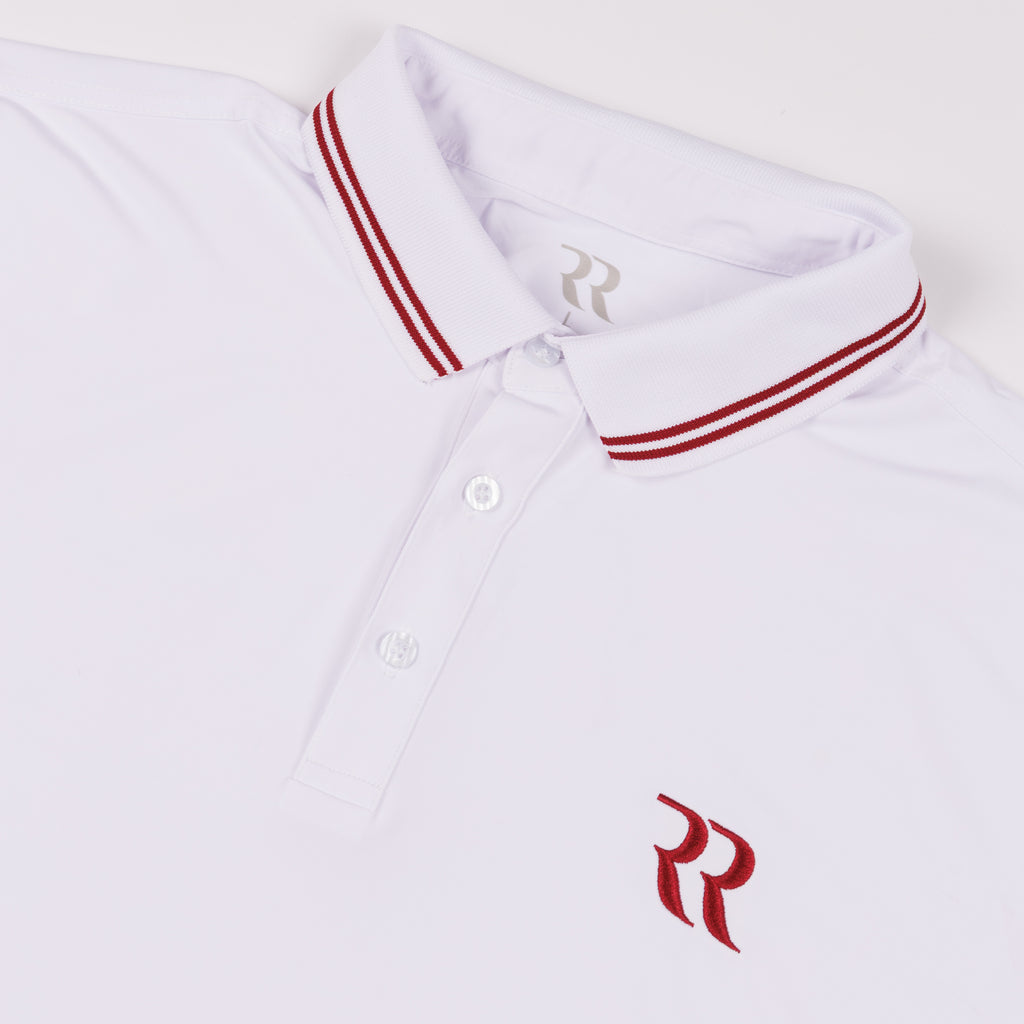 Prestige Logo Golf Polo (White/Burgundy)