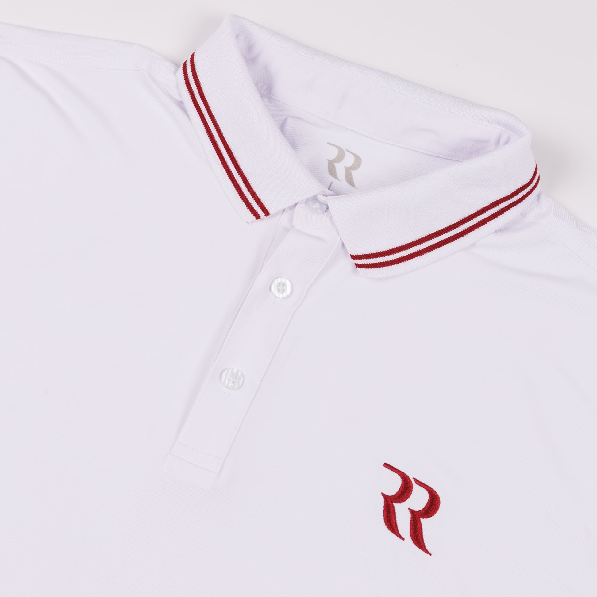 Prestige Logo Golf Polo (White/Burgundy)