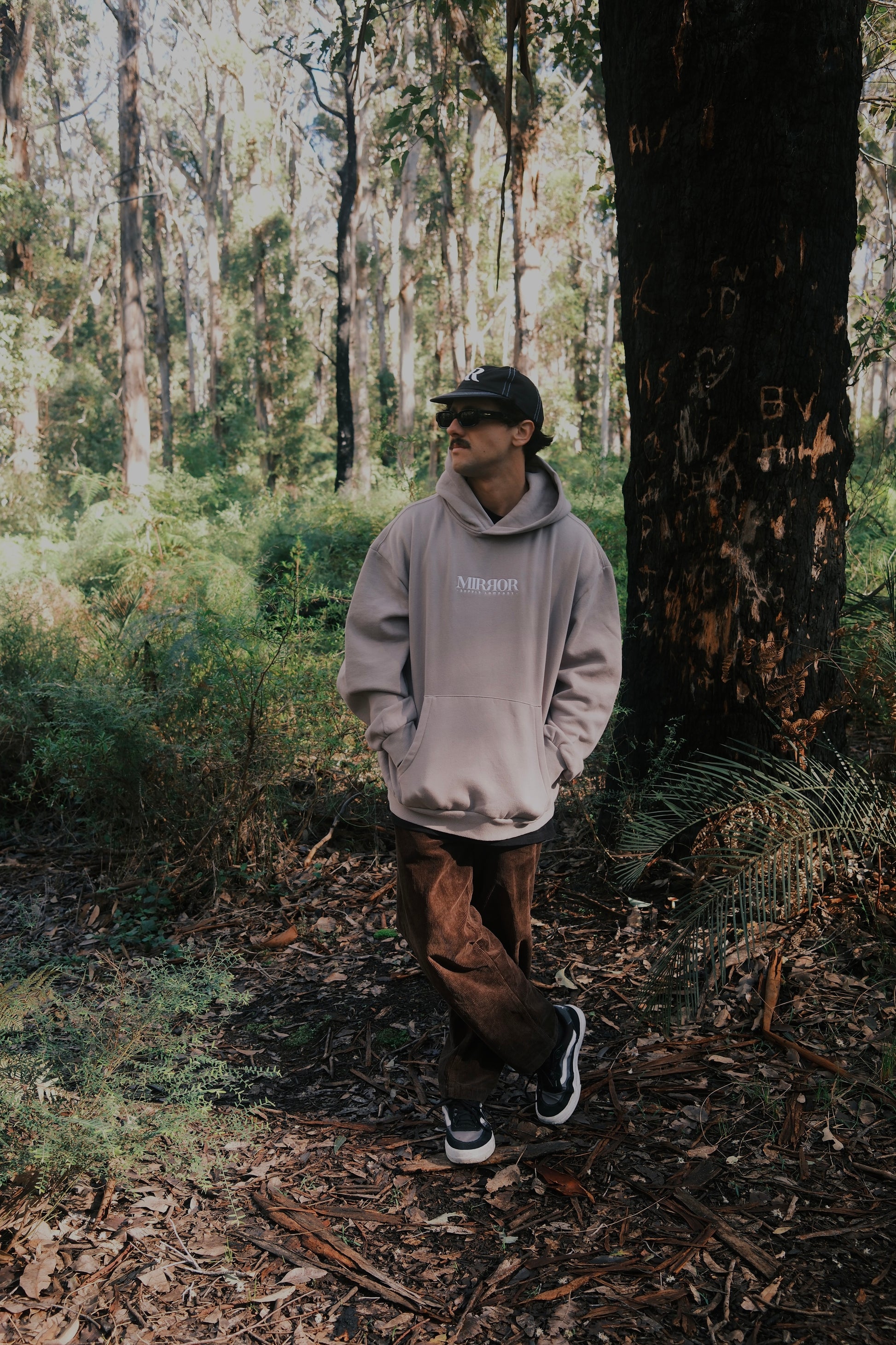 Bold Logo Embroidered Hoodie (Mushroom)