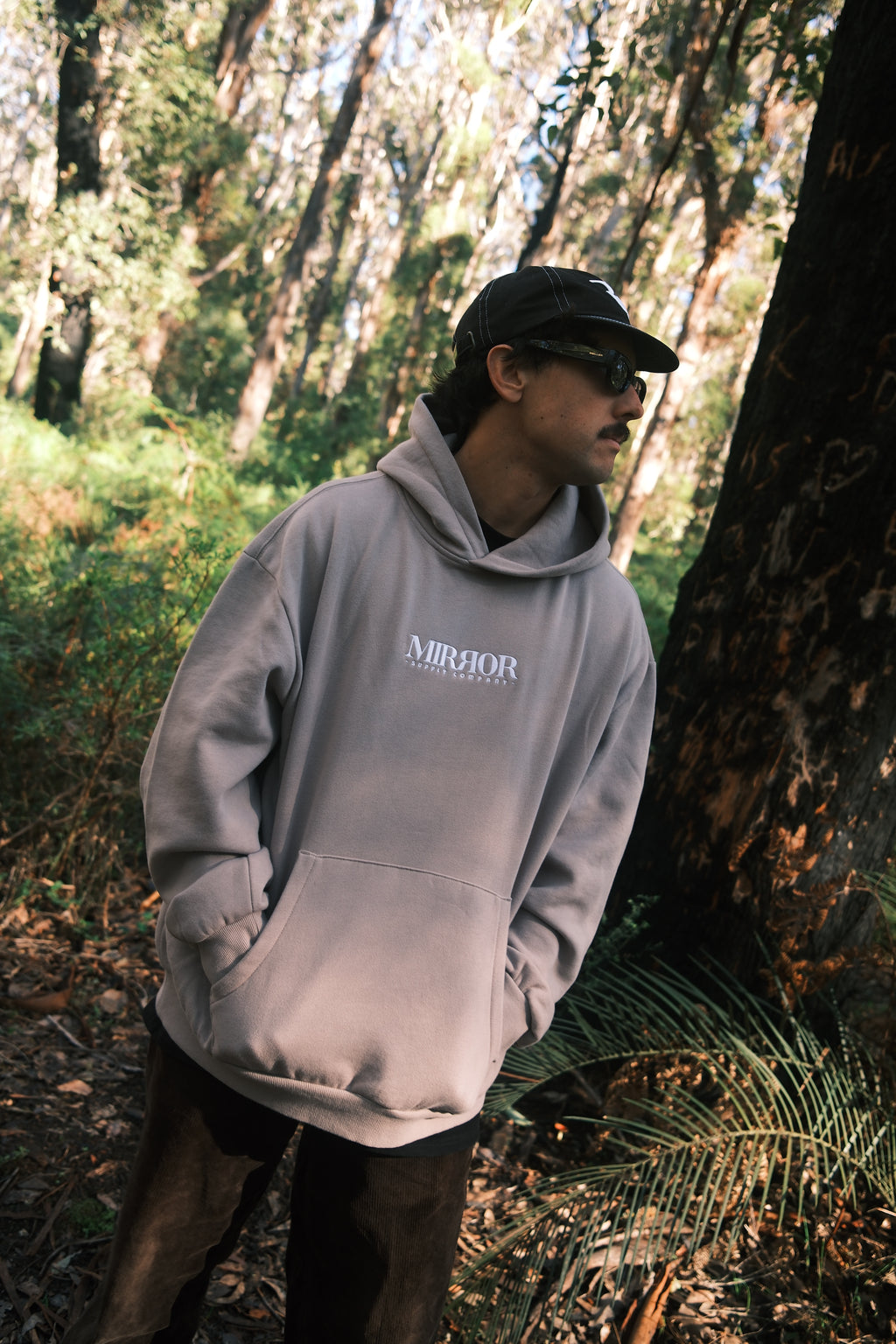 Bold Logo Embroidered Hoodie (Mushroom)